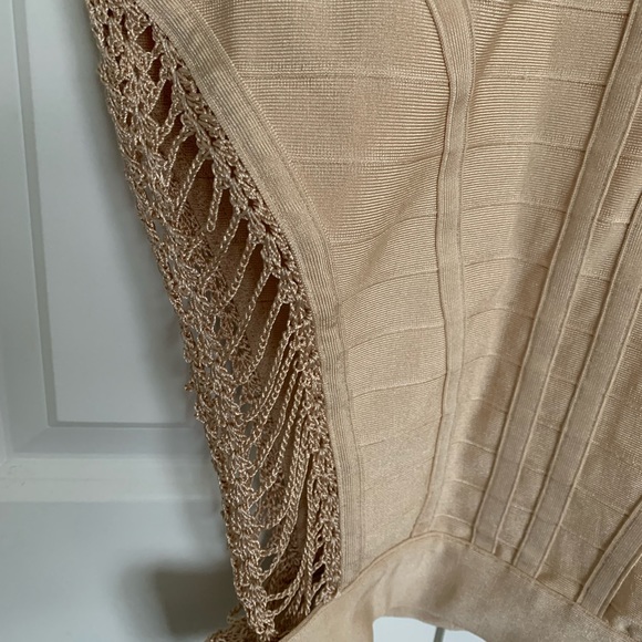 Gold Label couture beige bodycon cutout dress size Medium - Picture 4 of 10